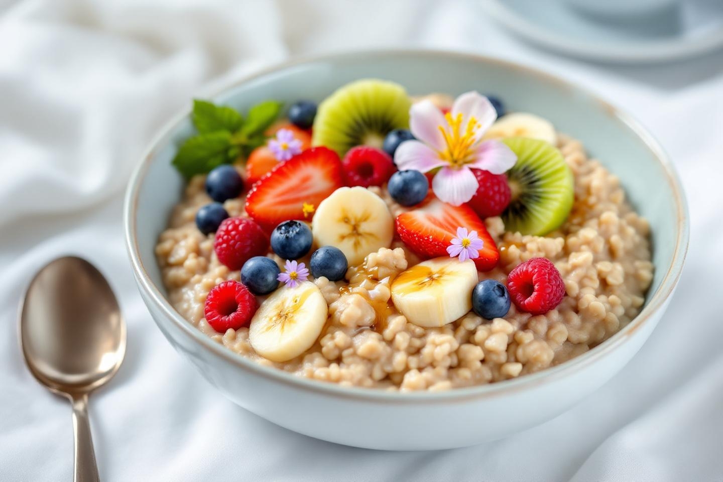 Faites place au petit-déjeuner rigolo qui change tous les matins : le porridge aux flocons d’avoine et aux fruits !