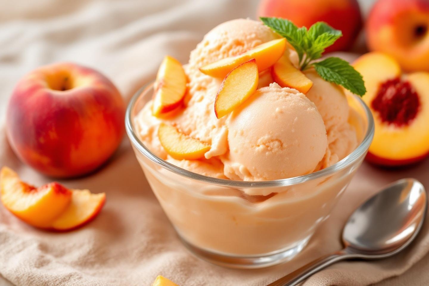 La glace pêche-yaourt express que toute la famille réclame : ultra crémeuse, fruitée et sans sorbetière