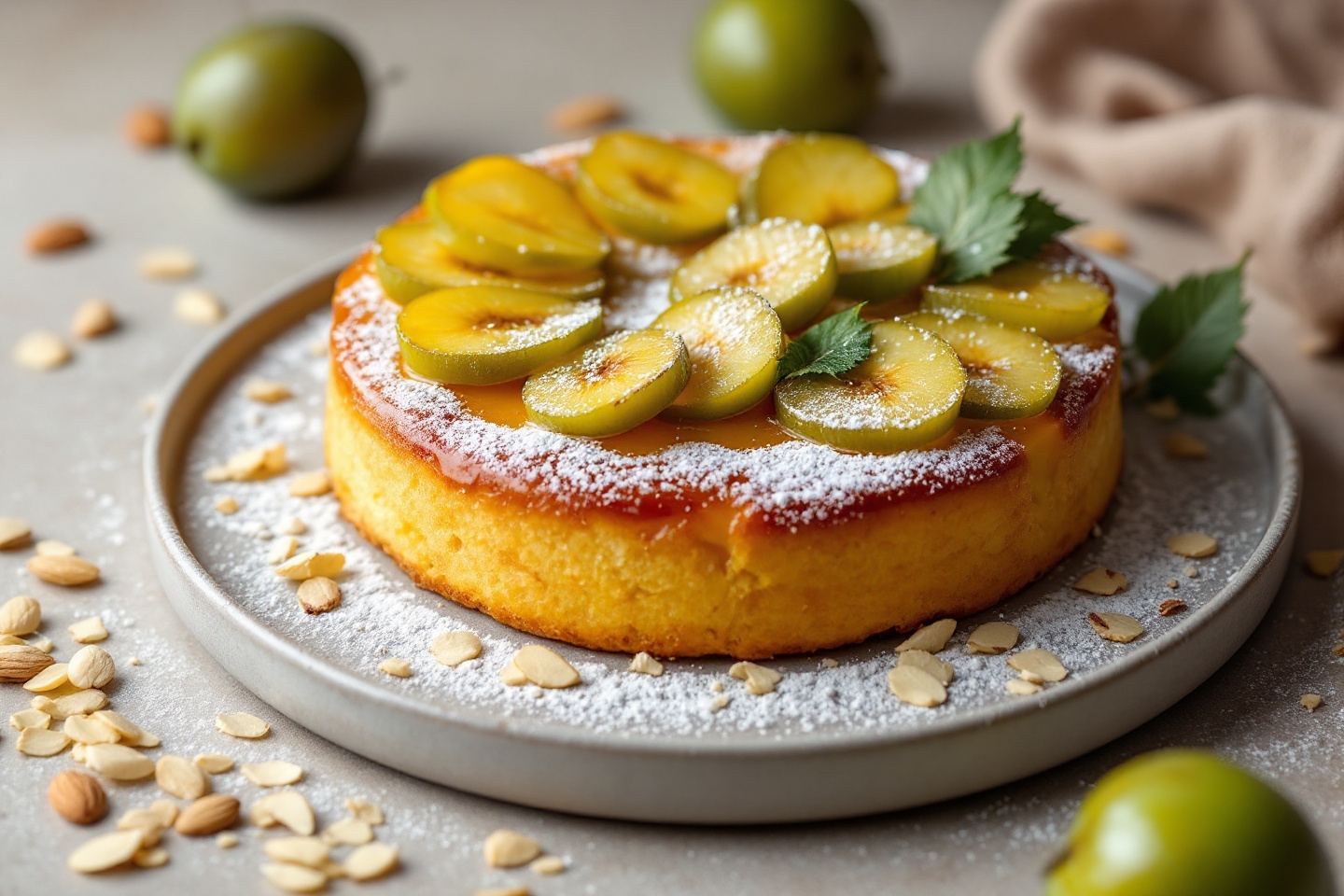 Ce fondant doré aux reines-claudes et poudre d’amande fait fondre les petits chefs et grands gourmands au goûter