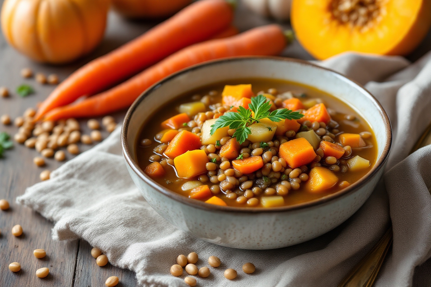 Le plat doudou de l’automne : le mijoté de lentilles aux légumes automnaux qui régale toute la famille sans vider le portefeuille