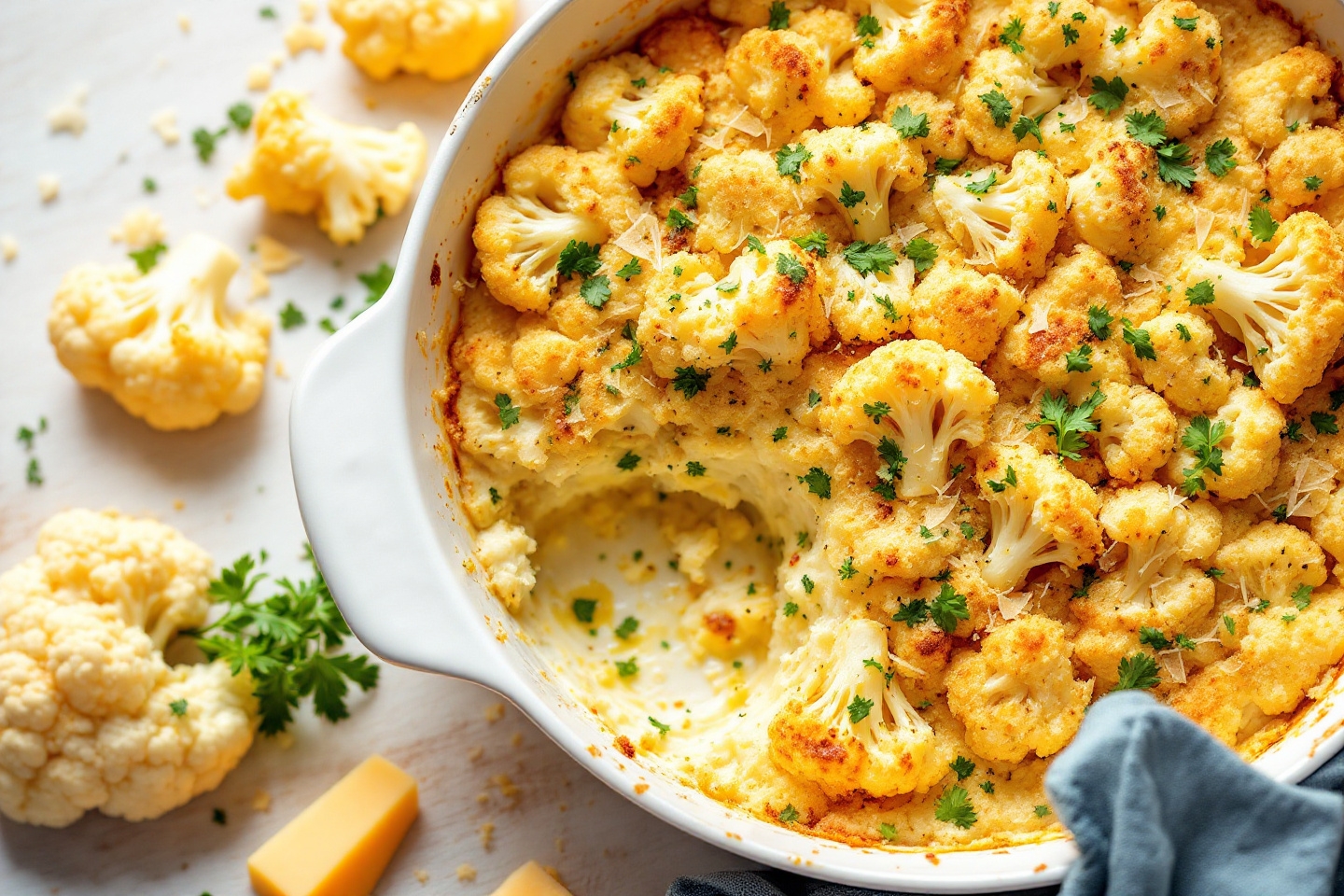 Pas de béchamel, mais plein de fun : ce gratin de chou-fleur croquant à préparer avec les enfants