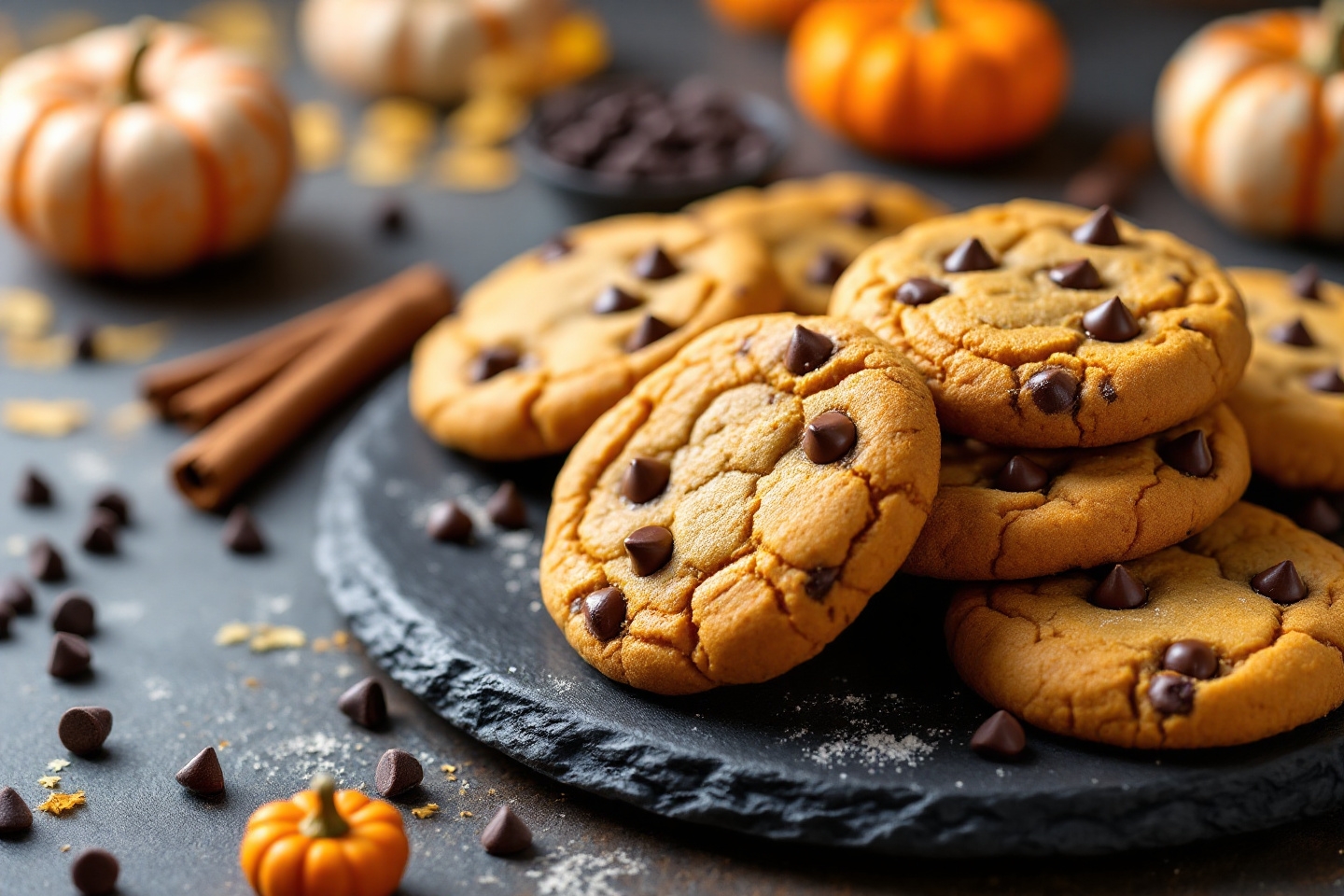 Rien de plus simple ni de plus réconfortant que ces cookies dorés à la citrouille et pépites de choco pour Halloween
