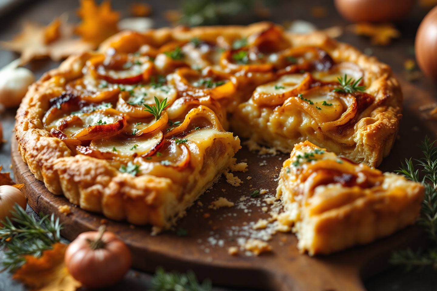 Ne résistez pas : cette tarte rustique oignons caramélisés-fromage va illuminer vos soirées d’automne en famille
