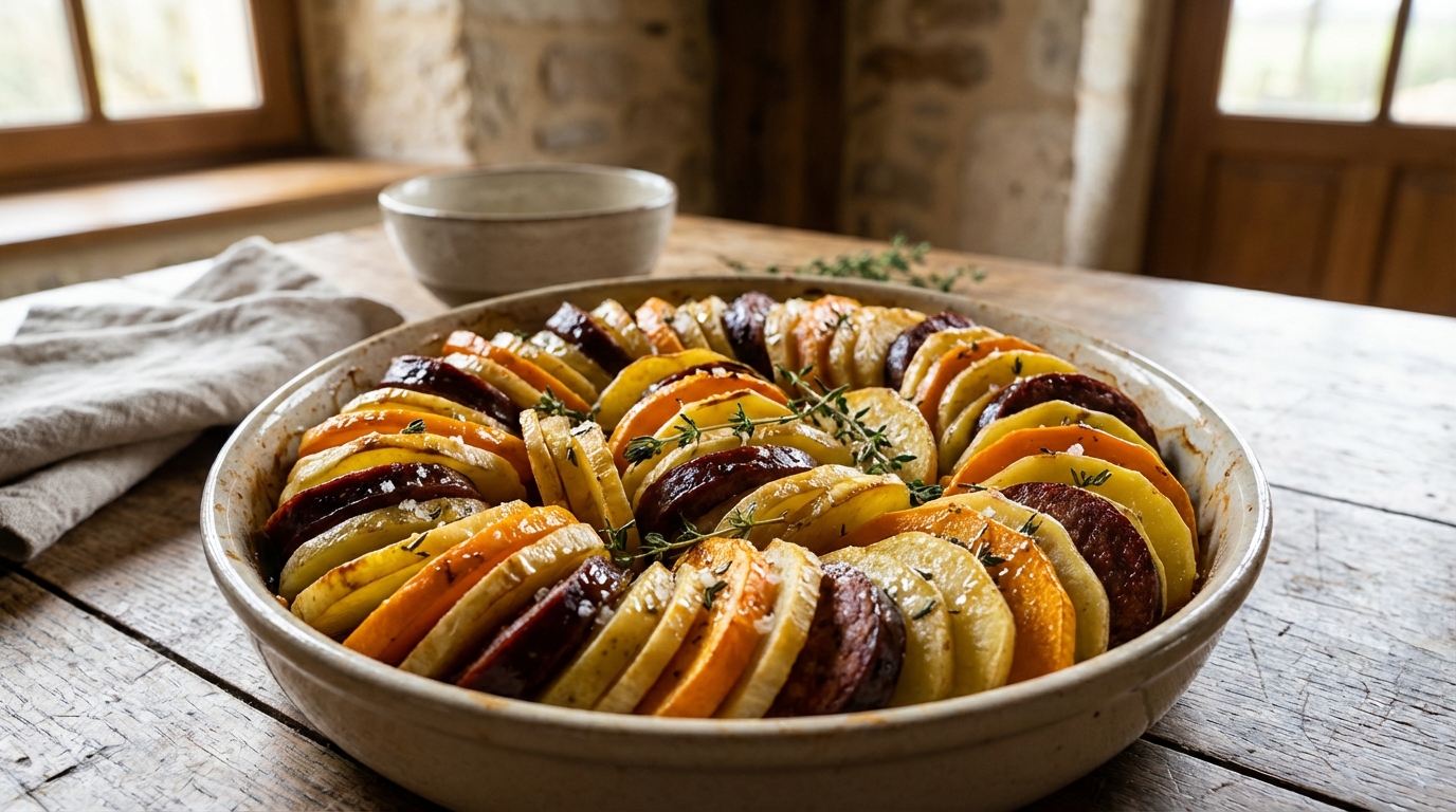Jeu de couleurs et parfum de miel : le tian d’hiver qui se transforme en festin familial ultra-gourmand et fondant au four