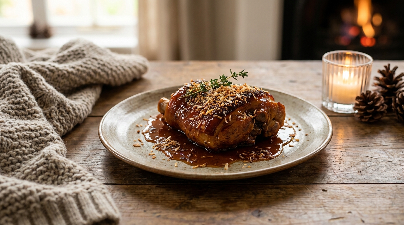Caramel doré, parfum de coco et viande confite : la recette malicieuse qui transforme le porc en douceur d’hiver à partager