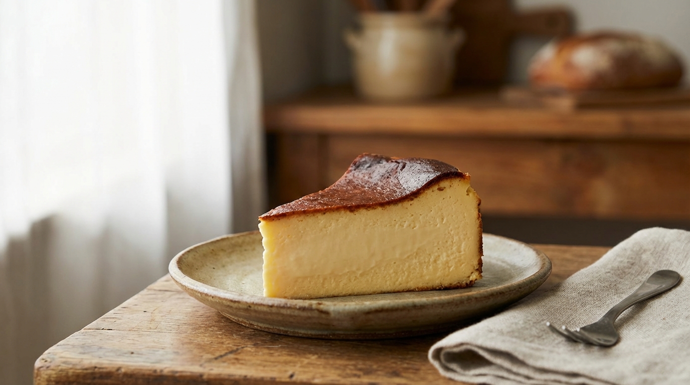 Gâteau brûlé, texture nuage et parfum de crème : l’incroyable cheesecake basque à cinq ingrédients pour un goûter d’hiver bluffant