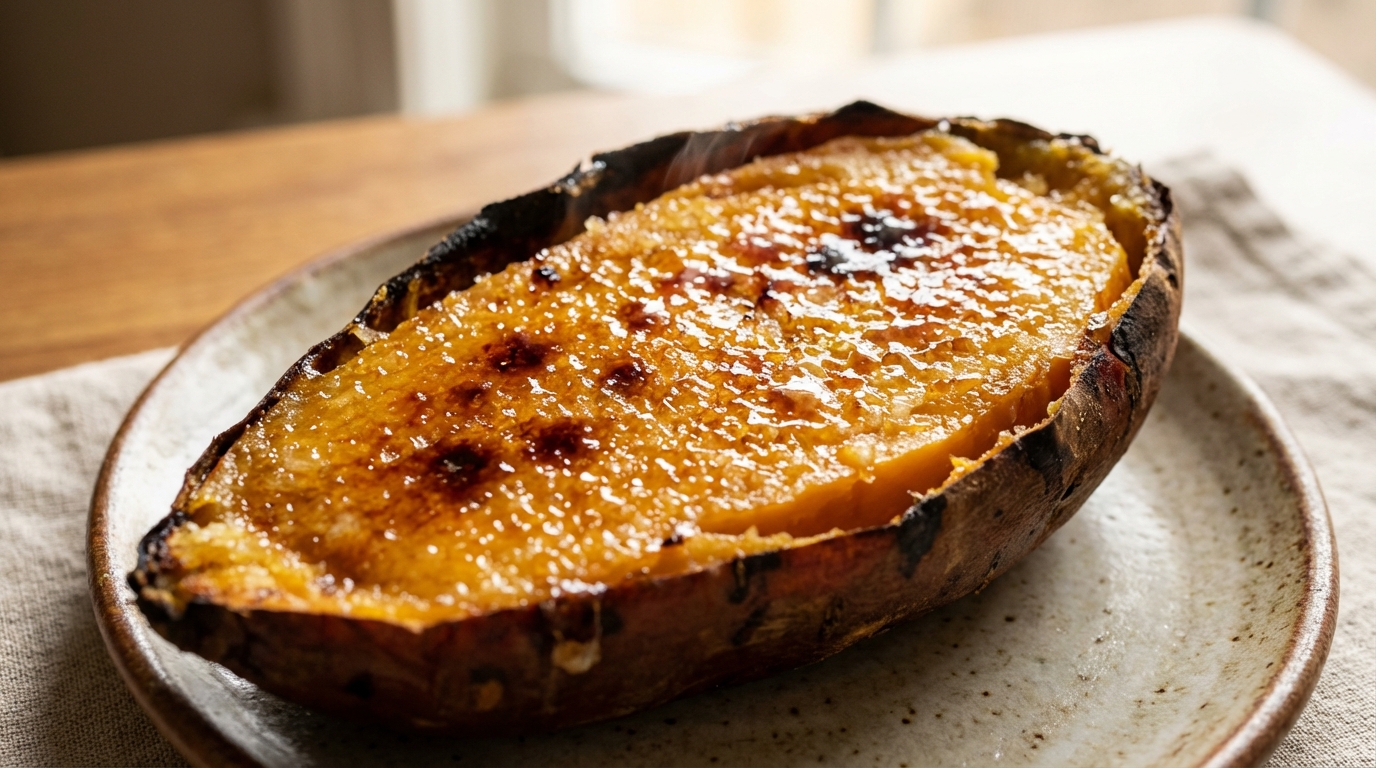 Incroyable mais vrai : ce dessert japonais à la patate douce flamboie sous le chalumeau et fait fondre l’hiver en famille
