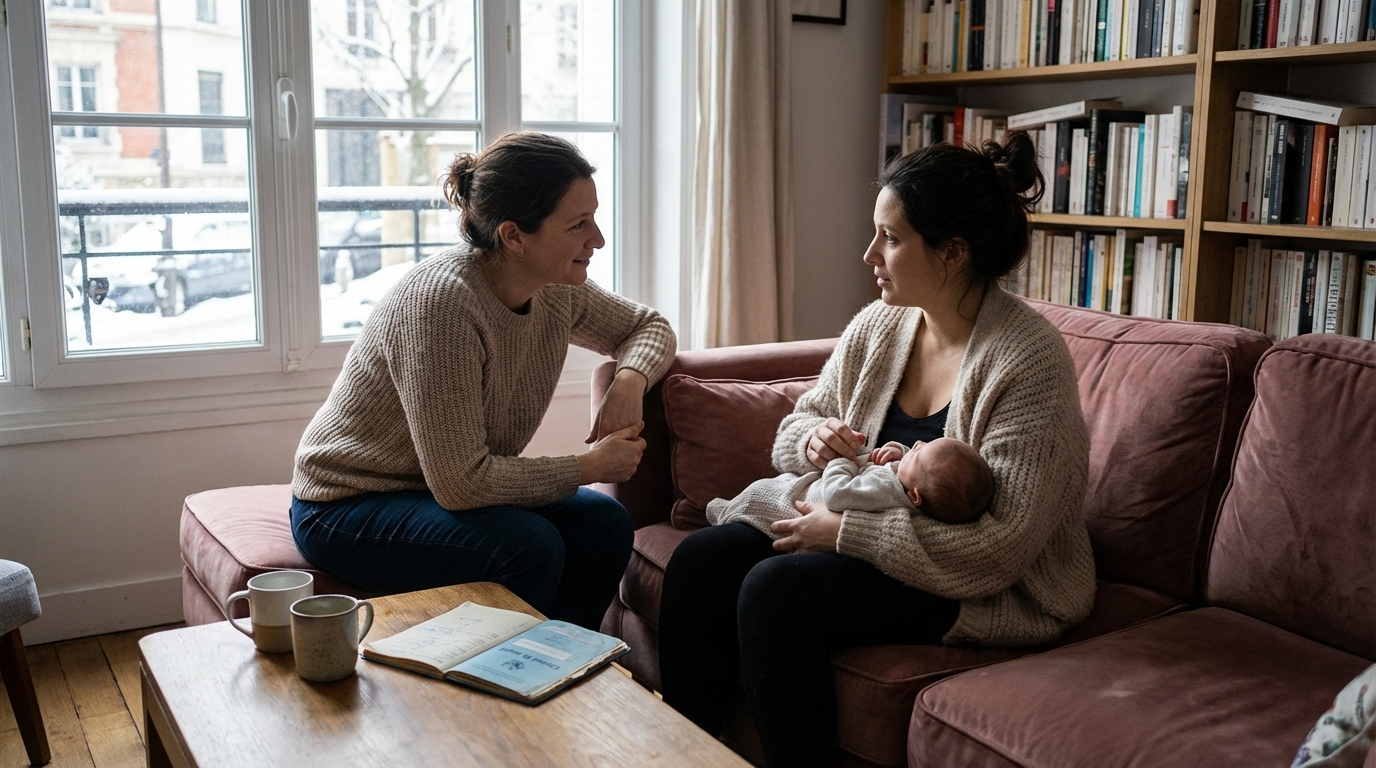 Après la naissance : pourquoi les visites de la sage-femme à la maison réservent bien plus qu’un simple “contrôle”
