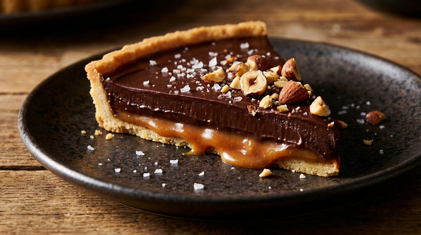Caramel coulant, ganache intense et pâte sablée : la tarte d’hiver ultra-fondante que tout le monde aura envie de refaire