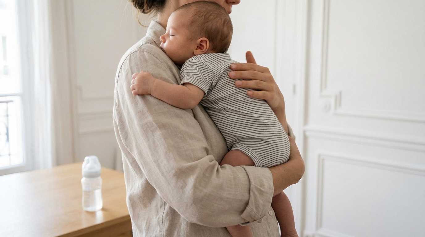 Votre bébé hoquette après chaque biberon : l’explication rassurante et les seuls symptômes qui nécessitent d’en parler au médecin
