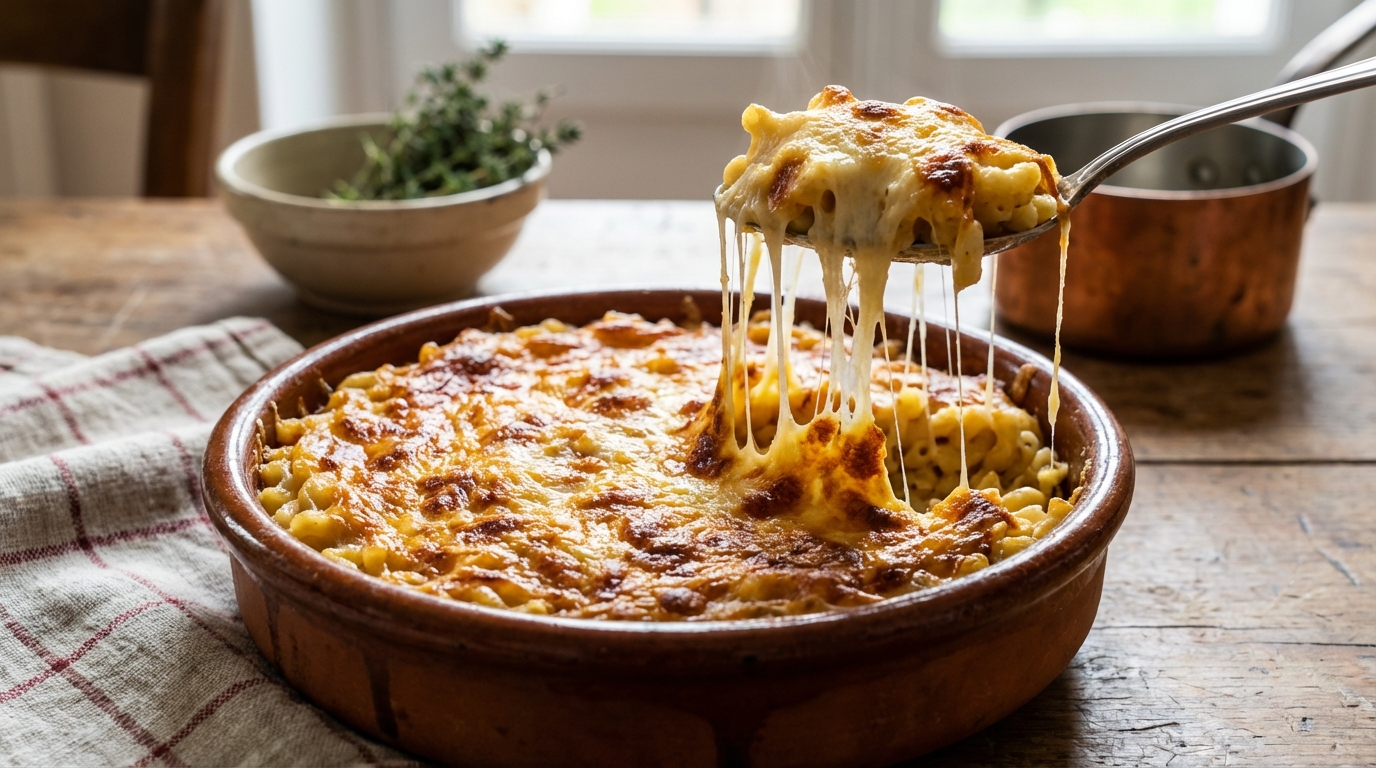 Croûte dorée et cœur filant : ce gratin de coquillettes cache un détail que personne ne soupçonne
