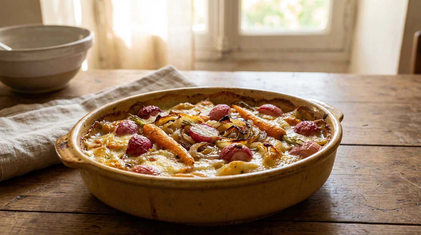 Gratin fondant de radis et carottes nouvelles : le plat léger et réconfortant d’avril à préparer la veille