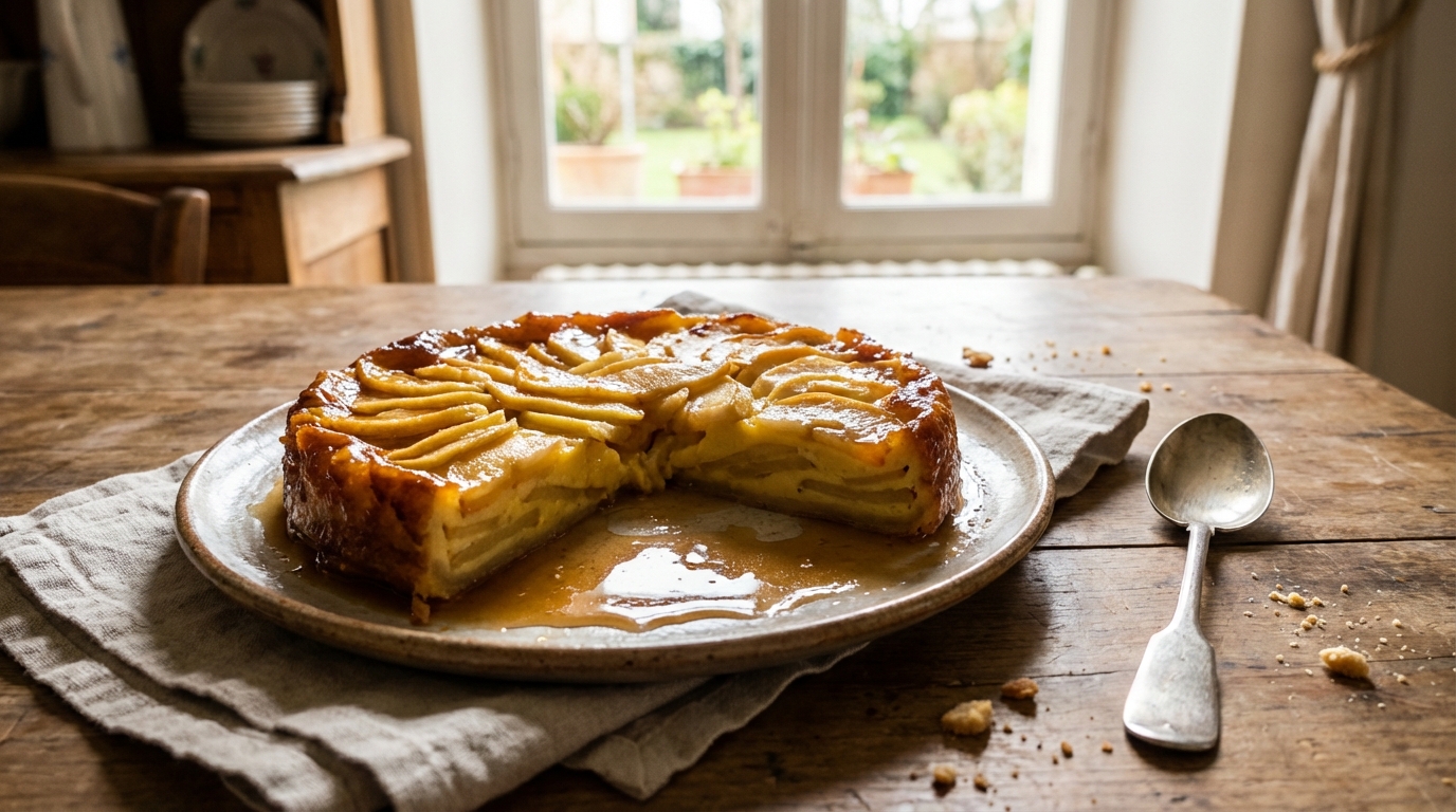 Ma fille a coupé une part et m’a dit « mais il n’y a presque pas de pâte dedans » c’est justement le secret de ce gâteau aux pommes qui rend tout le monde curieux