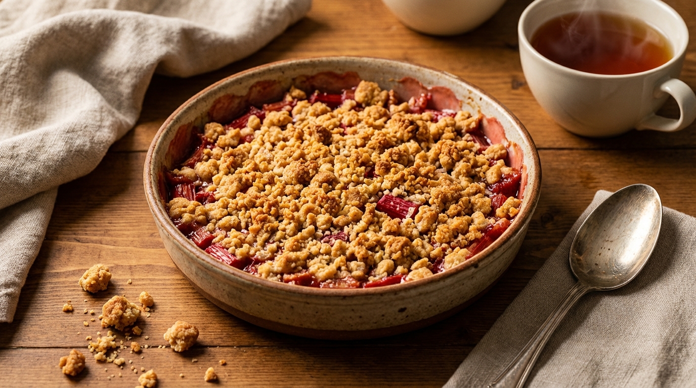 Mes enfants ont cru que ce crumble de rhubarbe venait de la boulangerie : j’ai seulement eu besoin de 15 minutes !