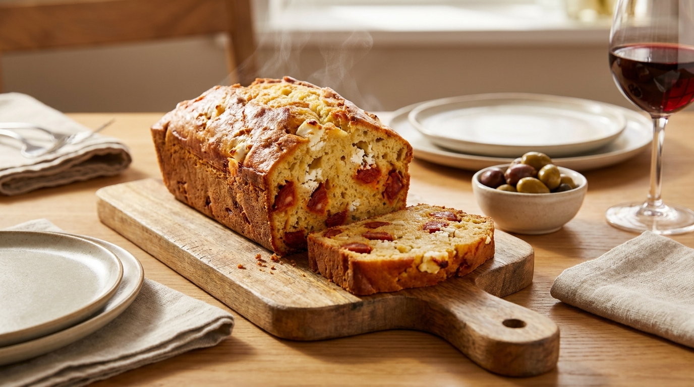 Fondant, parfumé, dévoré à l’apéro : ce cake chorizo-chèvre doit sa texture incroyable à un ingrédient du petit-déjeuner