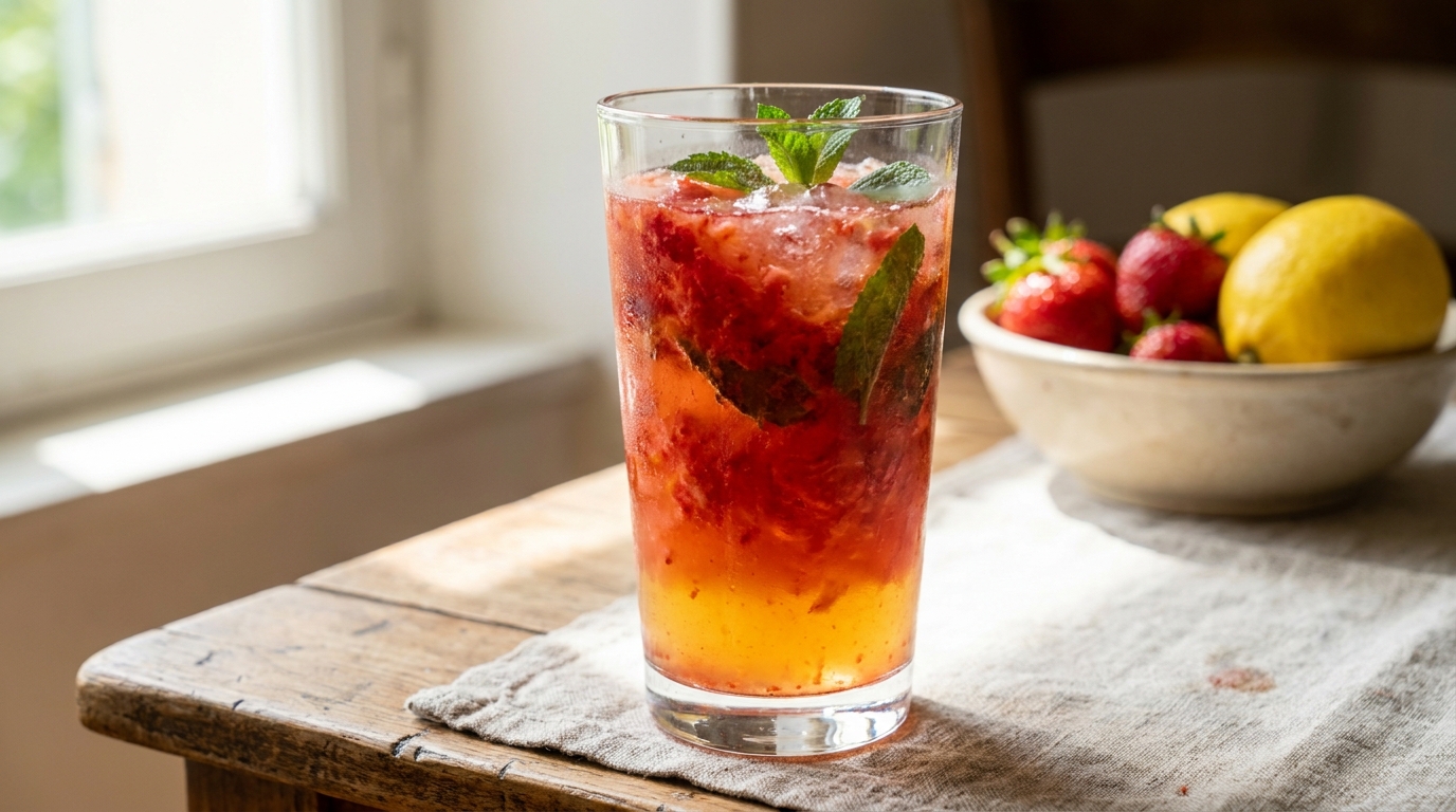 Mes enfants ont lâché leurs sirops du commerce pour cette limonade fraise-citron maison, et tout se joue sur ce que je fais aux fraises avant