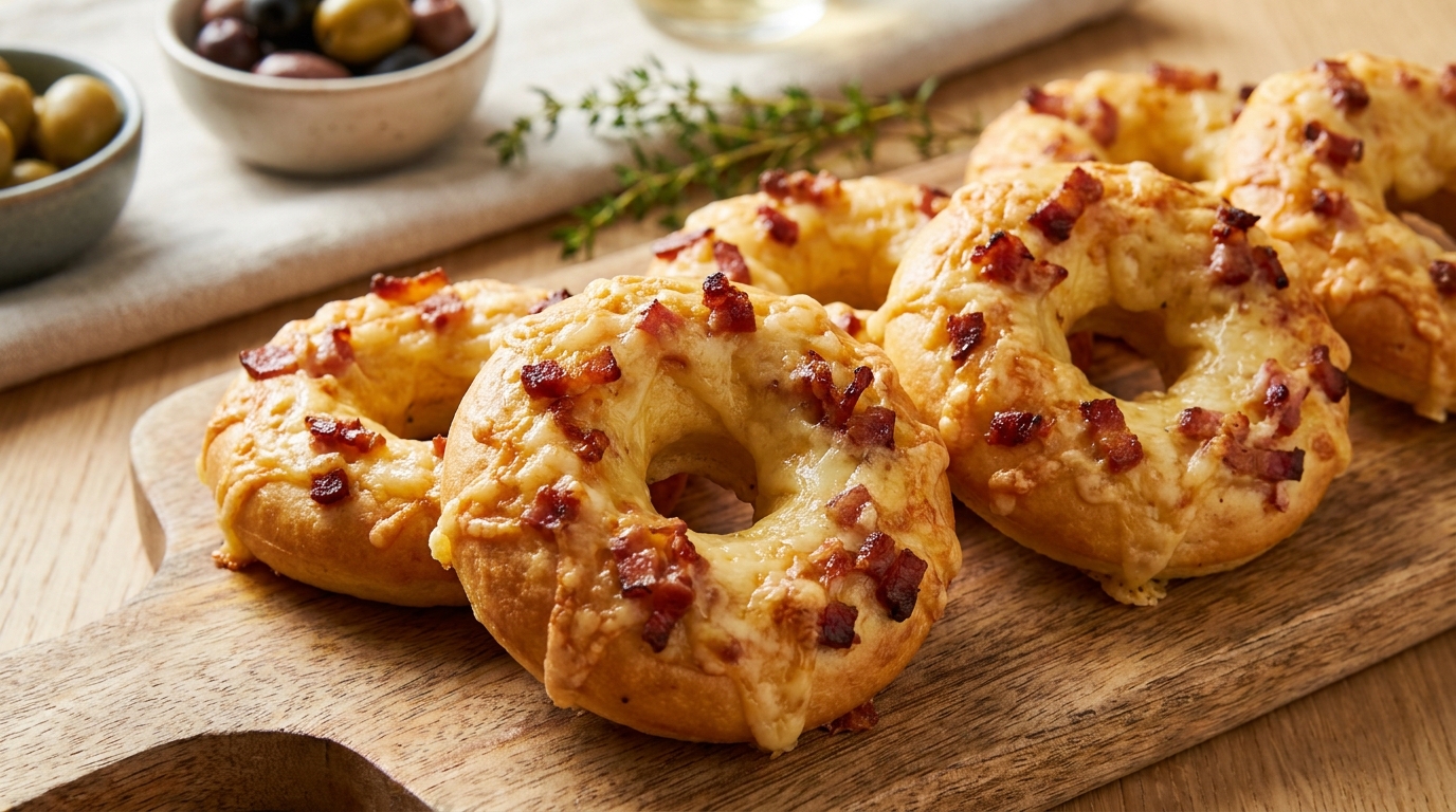 Ces petits anneaux salés aux lardons et emmental disparaissent de la table en quelques minutes : le mode de cuisson surprend tout le monde