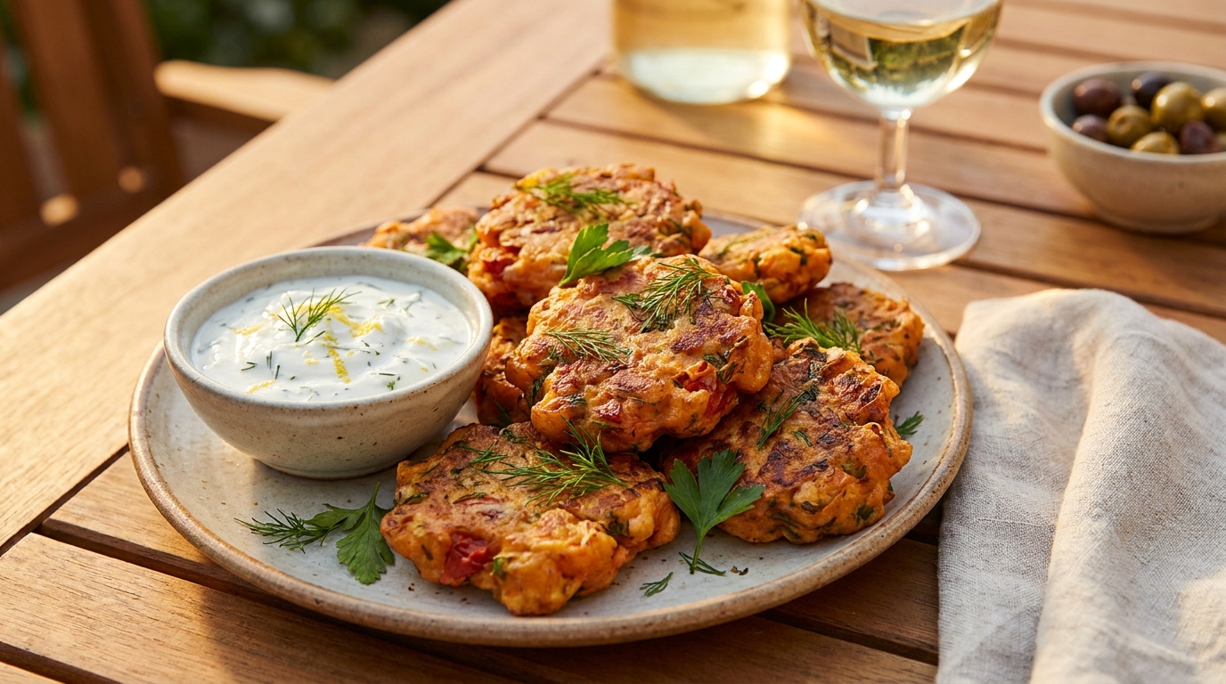 En Grèce, on prépare ces petites bouchées dorées avec un seul légume d’été : la sauce qui les accompagne rend le plat complètement addictif