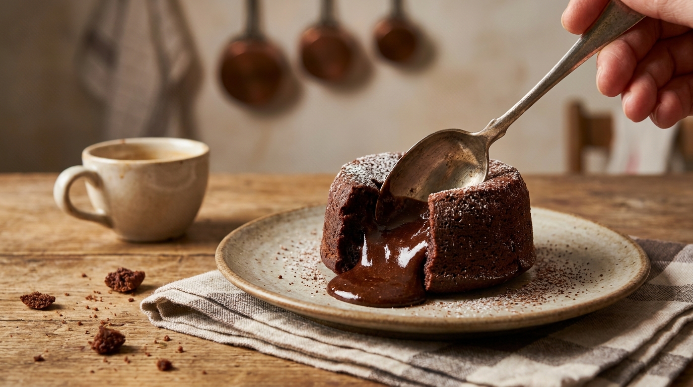 Ma fille de 9 ans a voulu faire le dessert toute seule : quand on a planté la cuillère dans son mi-cuit au chocolat, on a tous regardé le centre sans rien dire